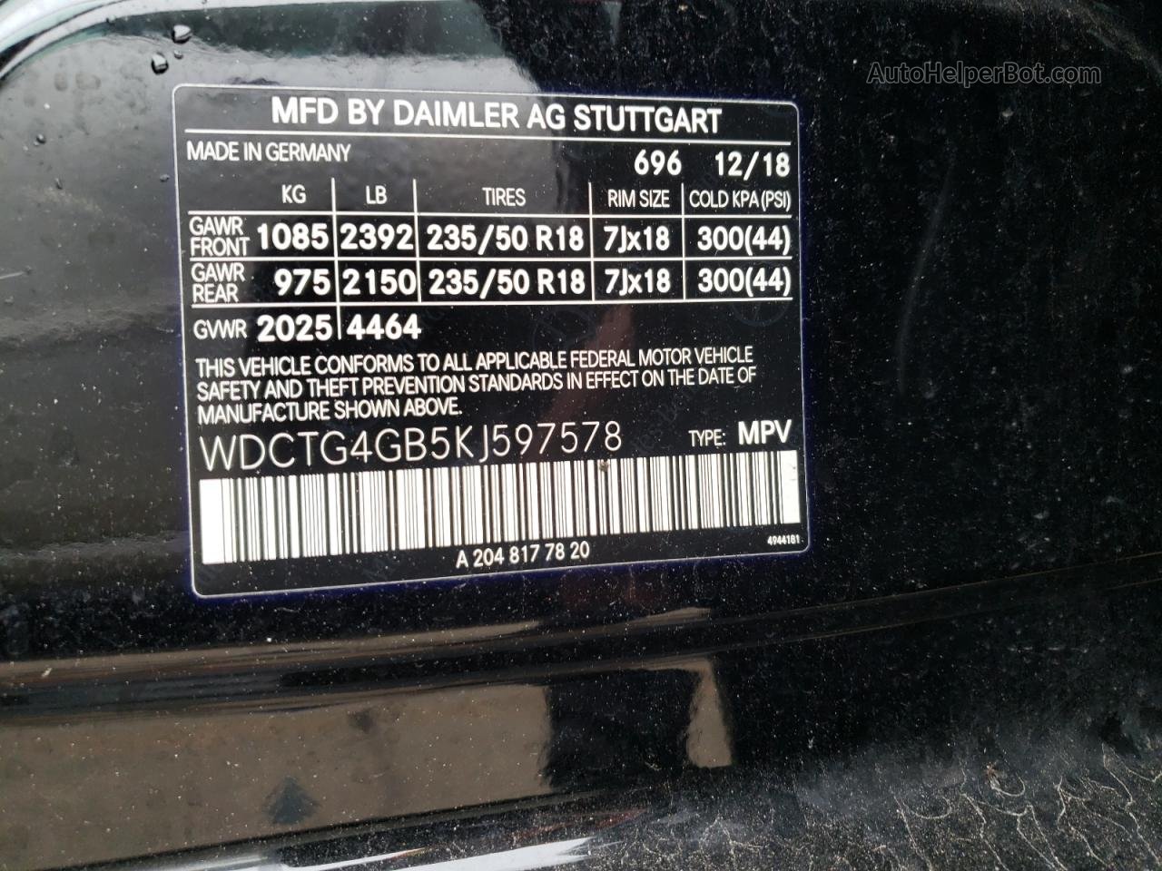 2019 Mercedes-benz Gla 250 4matic Черный vin: WDCTG4GB5KJ597578