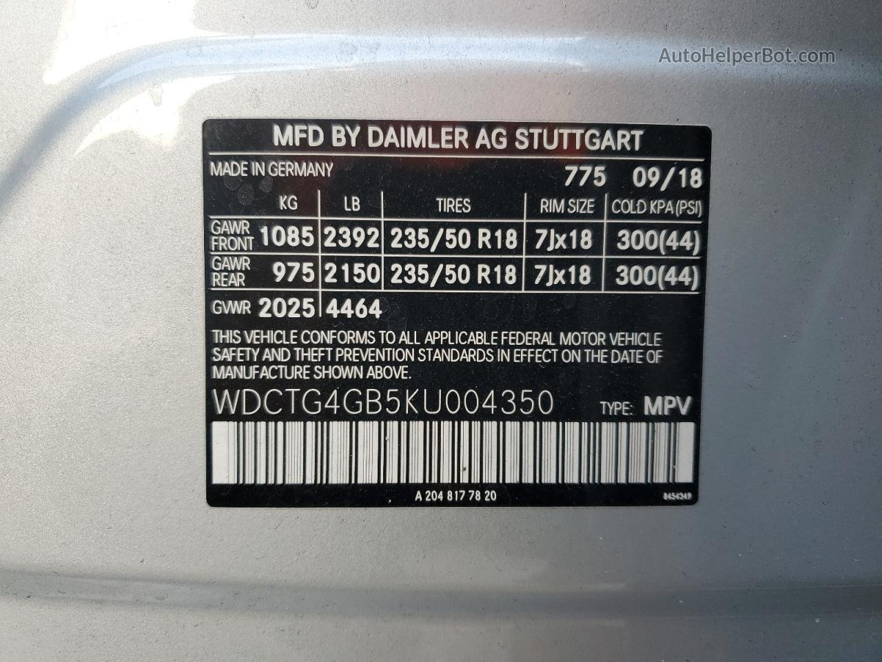 2019 Mercedes-benz Gla 250 4matic Серебряный vin: WDCTG4GB5KU004350