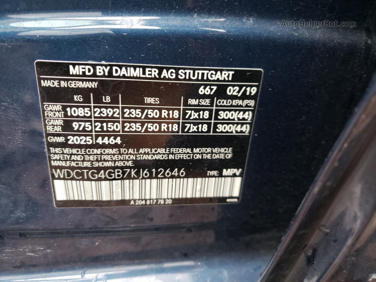 2019 Mercedes-benz Gla 250 4matic Blue vin: WDCTG4GB7KJ612646