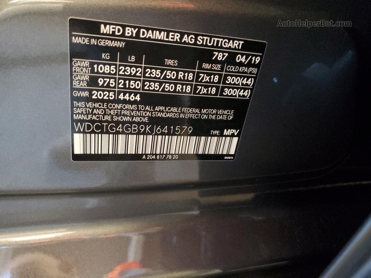 2019 Mercedes-benz Gla 250 4matic Gray vin: WDCTG4GB9KJ641579