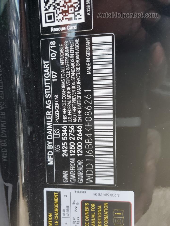 2019 Mercedes-benz E Amg 53 Черный vin: WDD1J6BB4KF086261