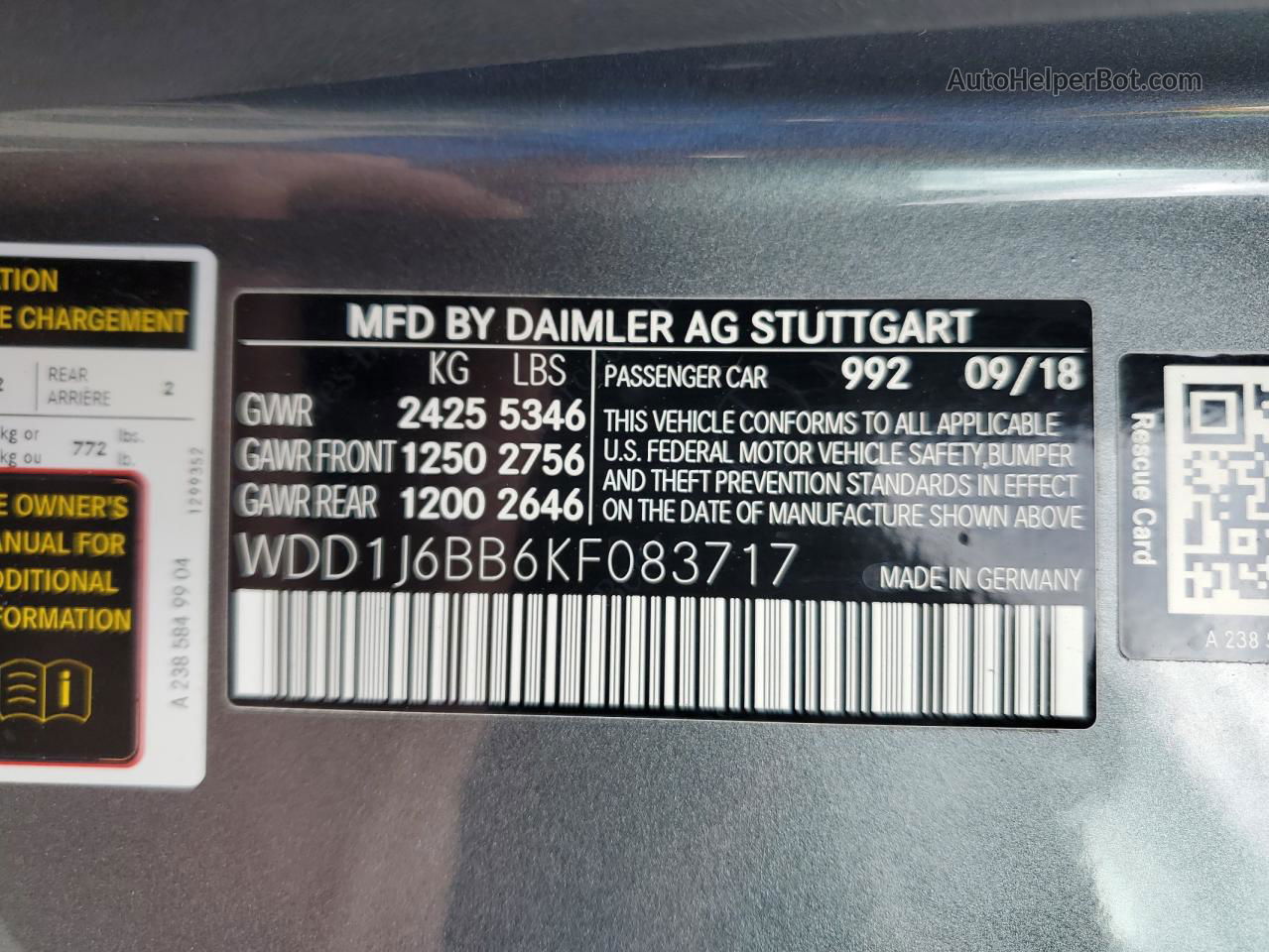 2019 Mercedes-benz E Amg 53 Gray vin: WDD1J6BB6KF083717