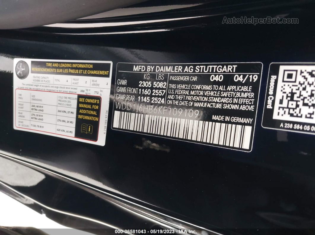 2019 Mercedes-benz E-class E 450 Black vin: WDD1J6HB6KF109109