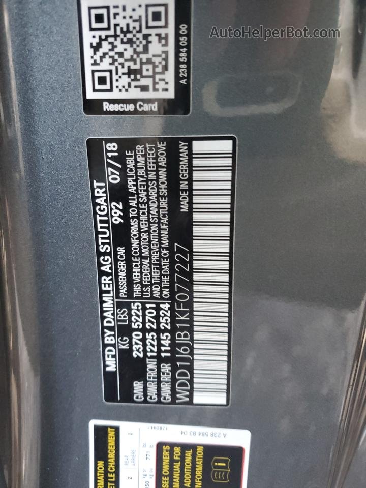2019 Mercedes-benz E 450 4matic Серый vin: WDD1J6JB1KF077227