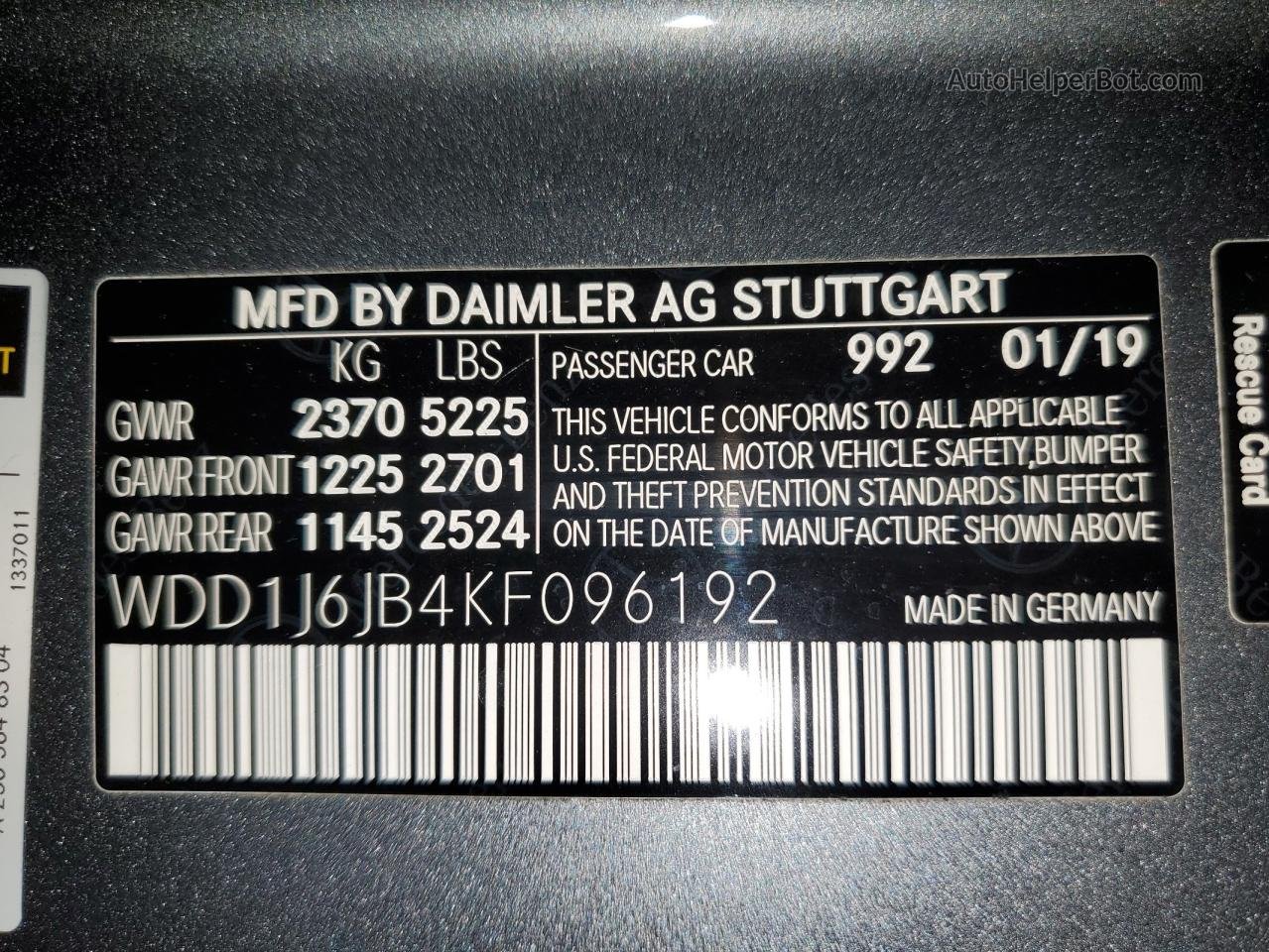 2019 Mercedes-benz E 450 4matic Угольный vin: WDD1J6JB4KF096192
