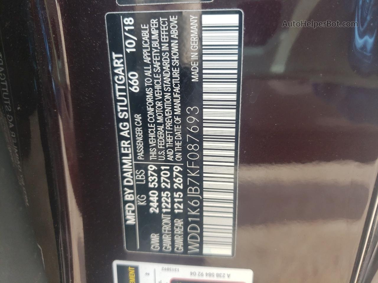 2019 Mercedes-benz E 450 4matic Maroon vin: WDD1K6JB7KF087693