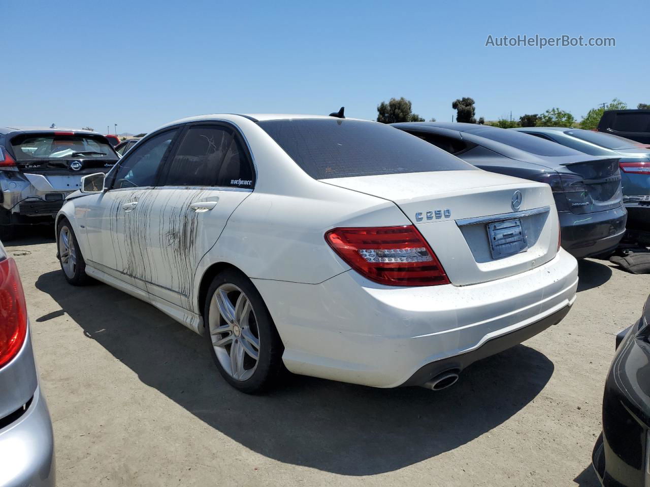 2012 Mercedes-benz C 250 White vin: WDDGF4HB5CA674255