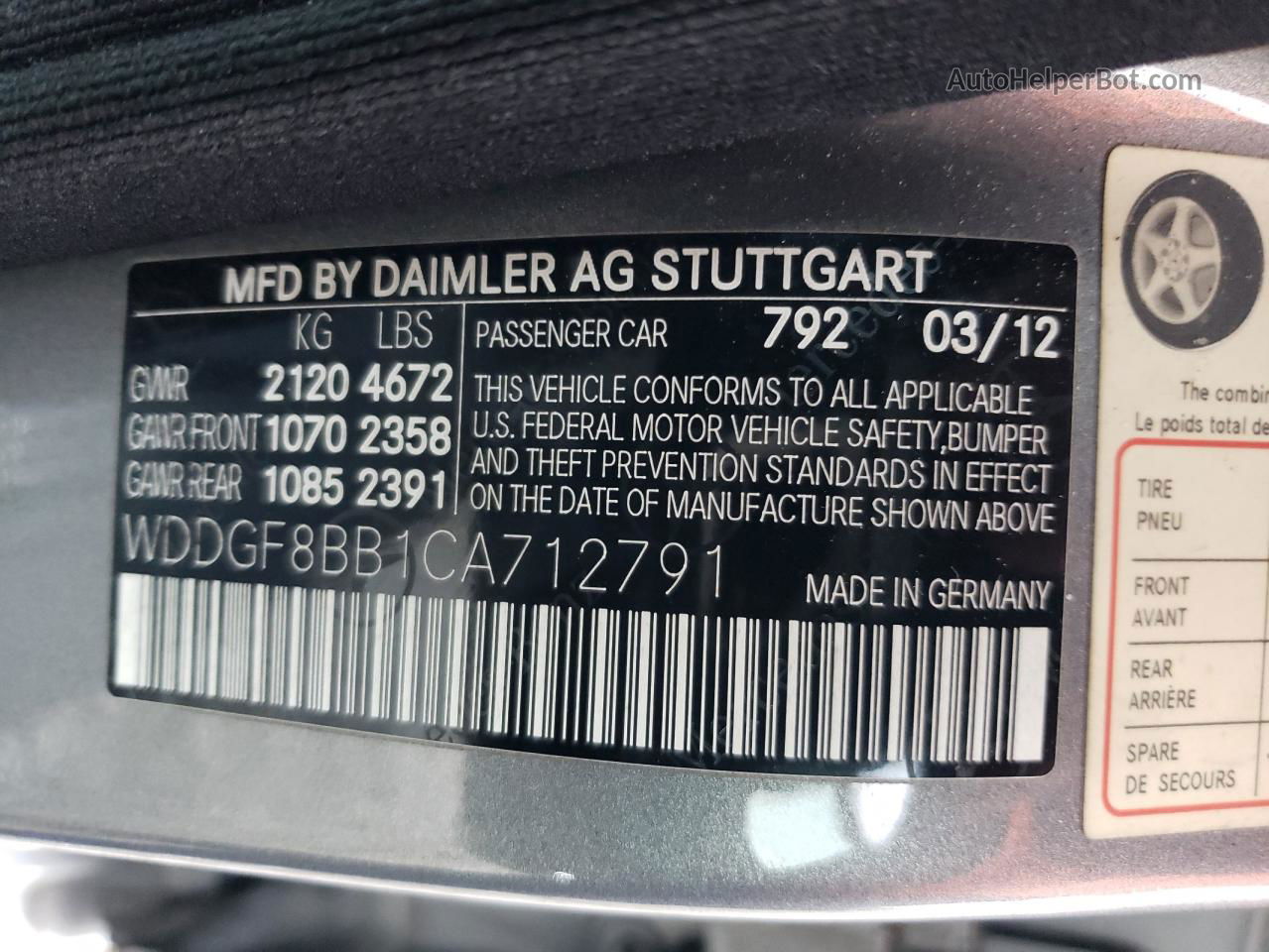 2012 Mercedes-benz C 300 4matic Gray vin: WDDGF8BB1CA712791