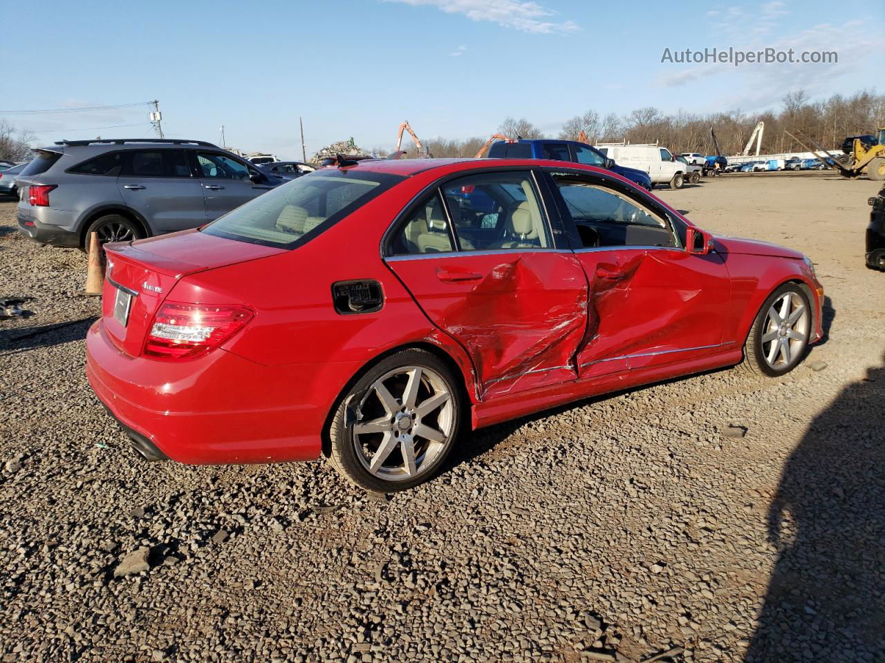 2012 Mercedes-benz C 300 4matic Red vin: WDDGF8BB5CR240175