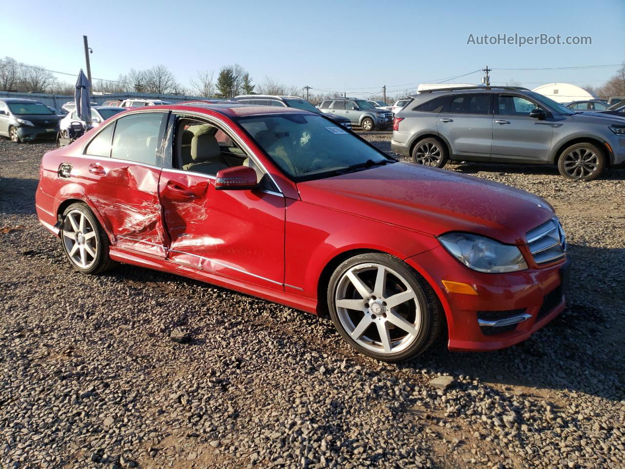 2012 Mercedes-benz C 300 4matic Red vin: WDDGF8BB5CR240175