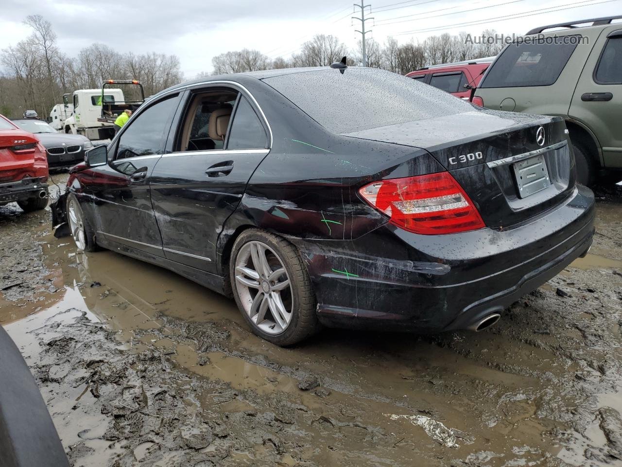 2012 Mercedes-benz C 300 4matic Black vin: WDDGF8BB7CR198043