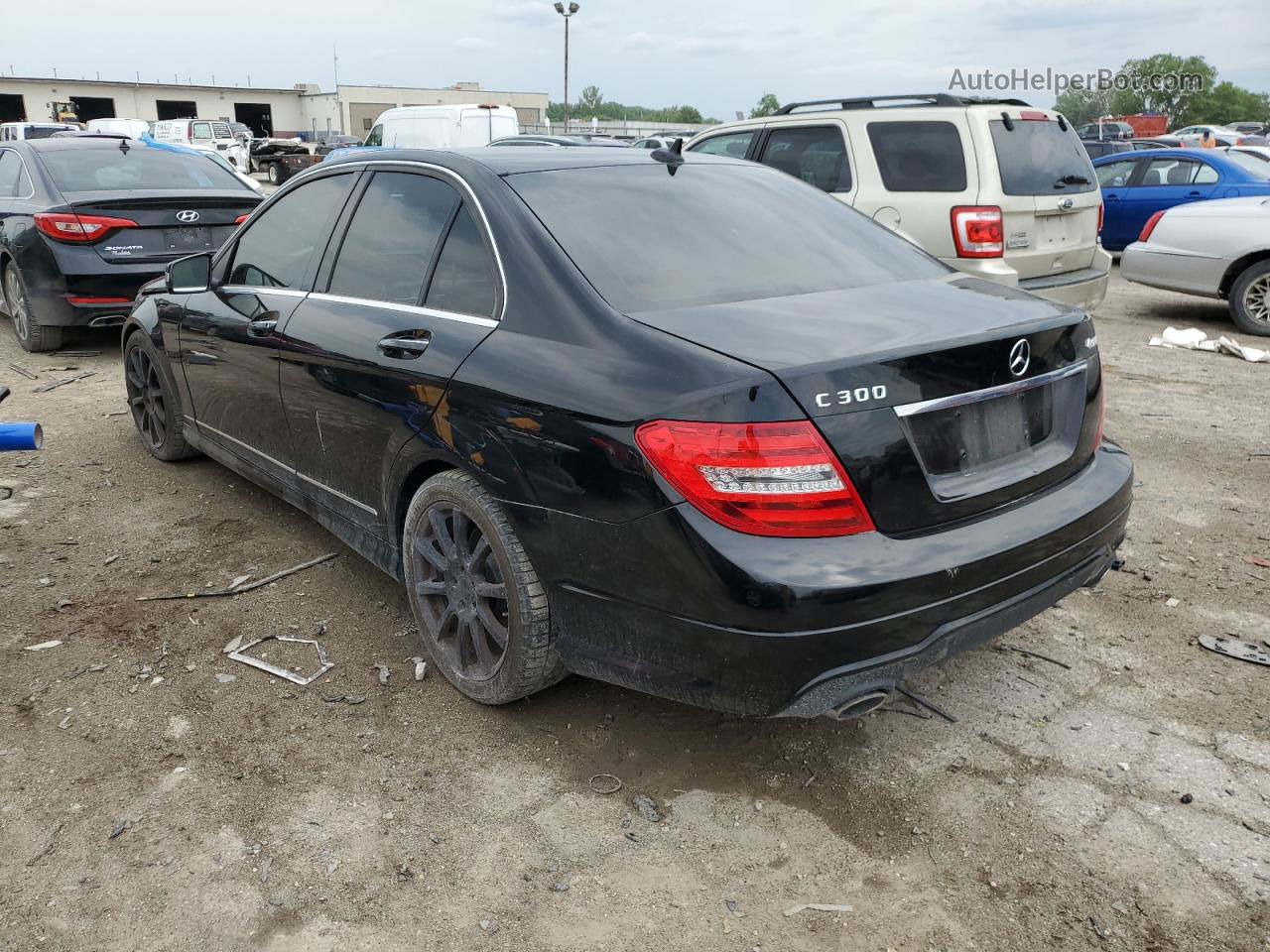 2012 Mercedes-benz C 300 4matic Black vin: WDDGF8BB7CR238038