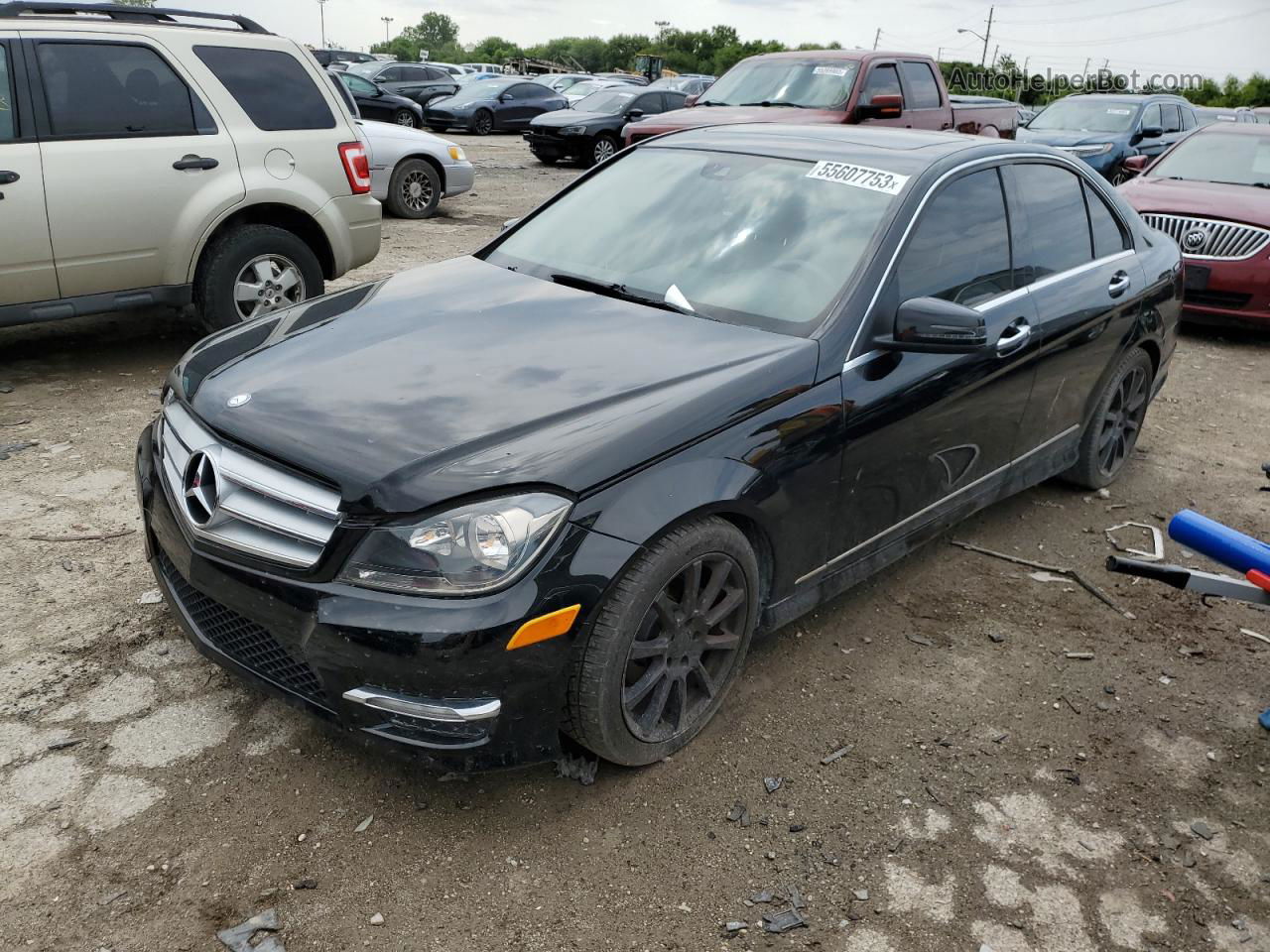 2012 Mercedes-benz C 300 4matic Black vin: WDDGF8BB7CR238038