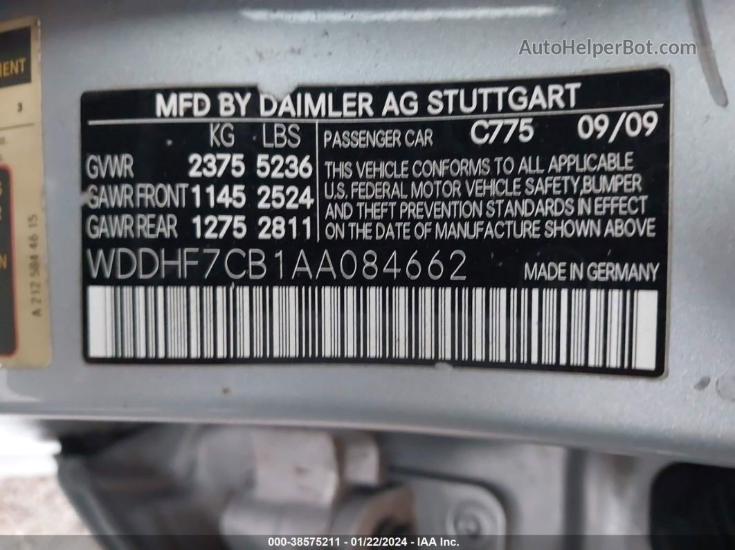 2010 Mercedes-benz E 550   Серебряный vin: WDDHF7CB1AA084662