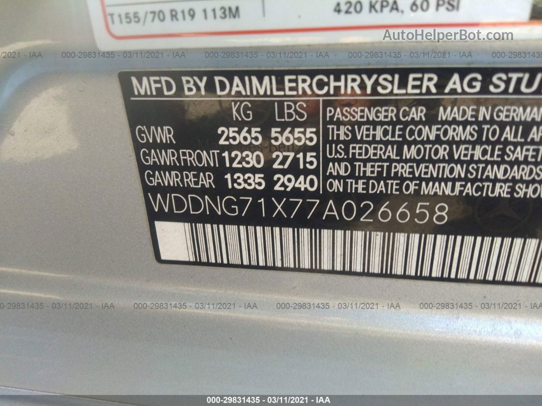 2007 Mercedes-benz S-class 5.5l V8 Серебряный vin: WDDNG71X77A026658