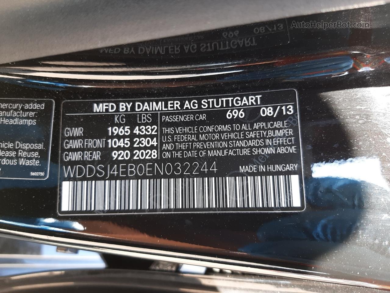 2014 Mercedes-benz Cla 250 Черный vin: WDDSJ4EB0EN032244