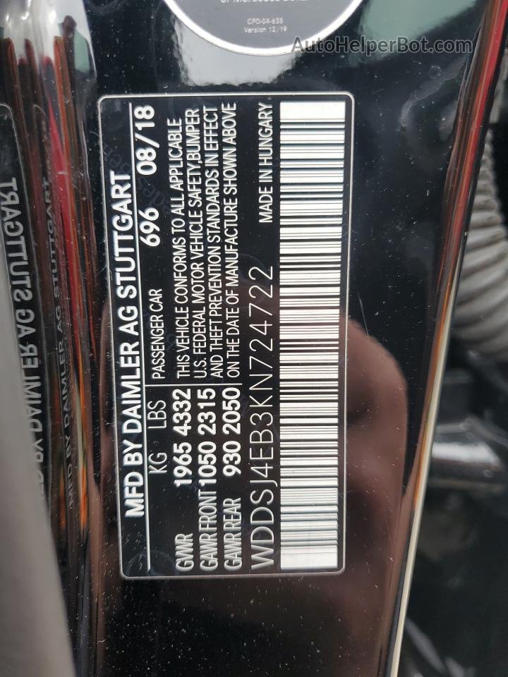 2019 Mercedes-benz Cla 250 Черный vin: WDDSJ4EB3KN724722