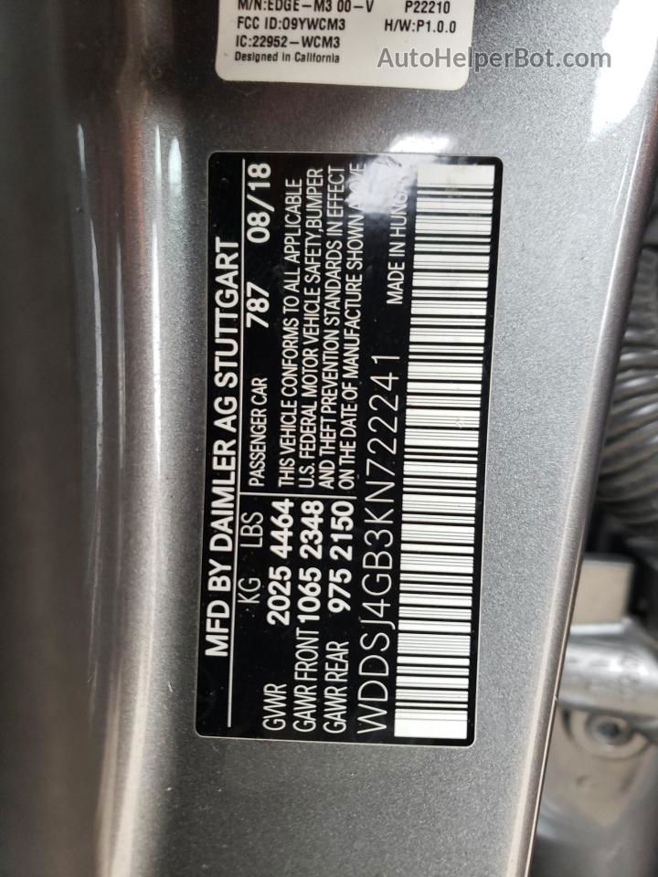 2019 Mercedes-benz Cla 250 4matic Gray vin: WDDSJ4GB3KN722241