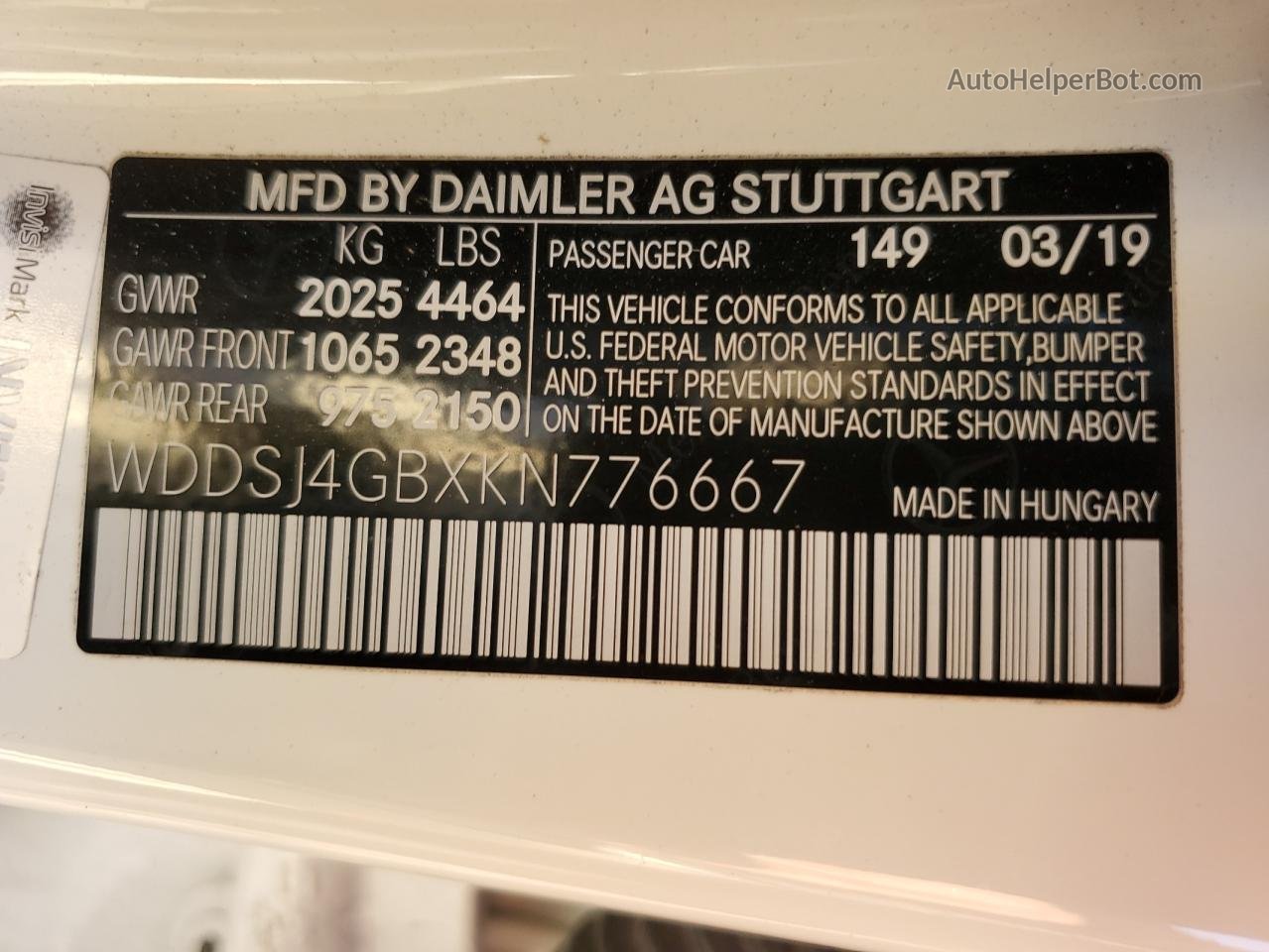 2019 Mercedes-benz Cla 250 4matic White vin: WDDSJ4GBXKN776667
