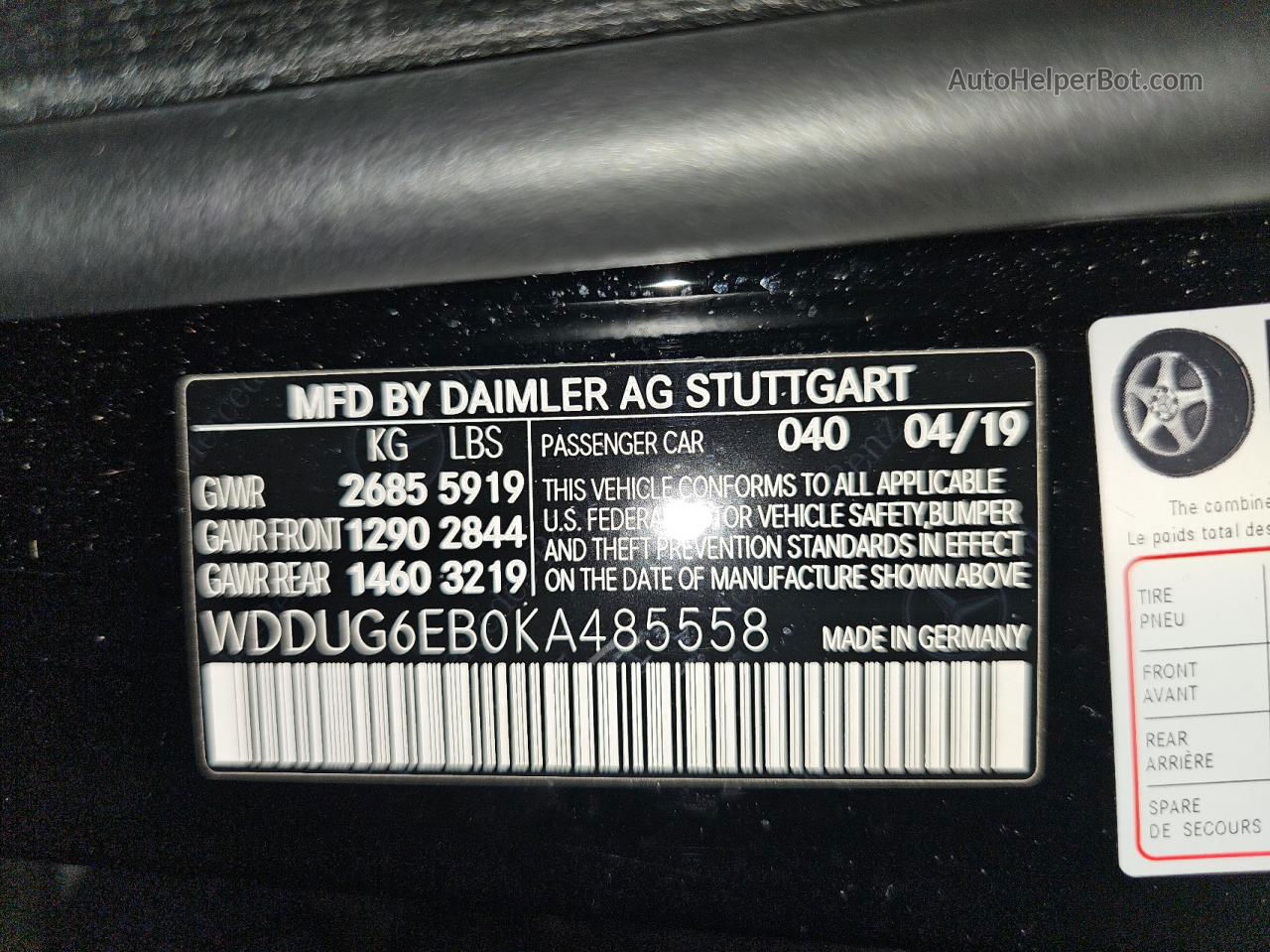 2019 Mercedes-benz S 450 4matic Черный vin: WDDUG6EB0KA485558