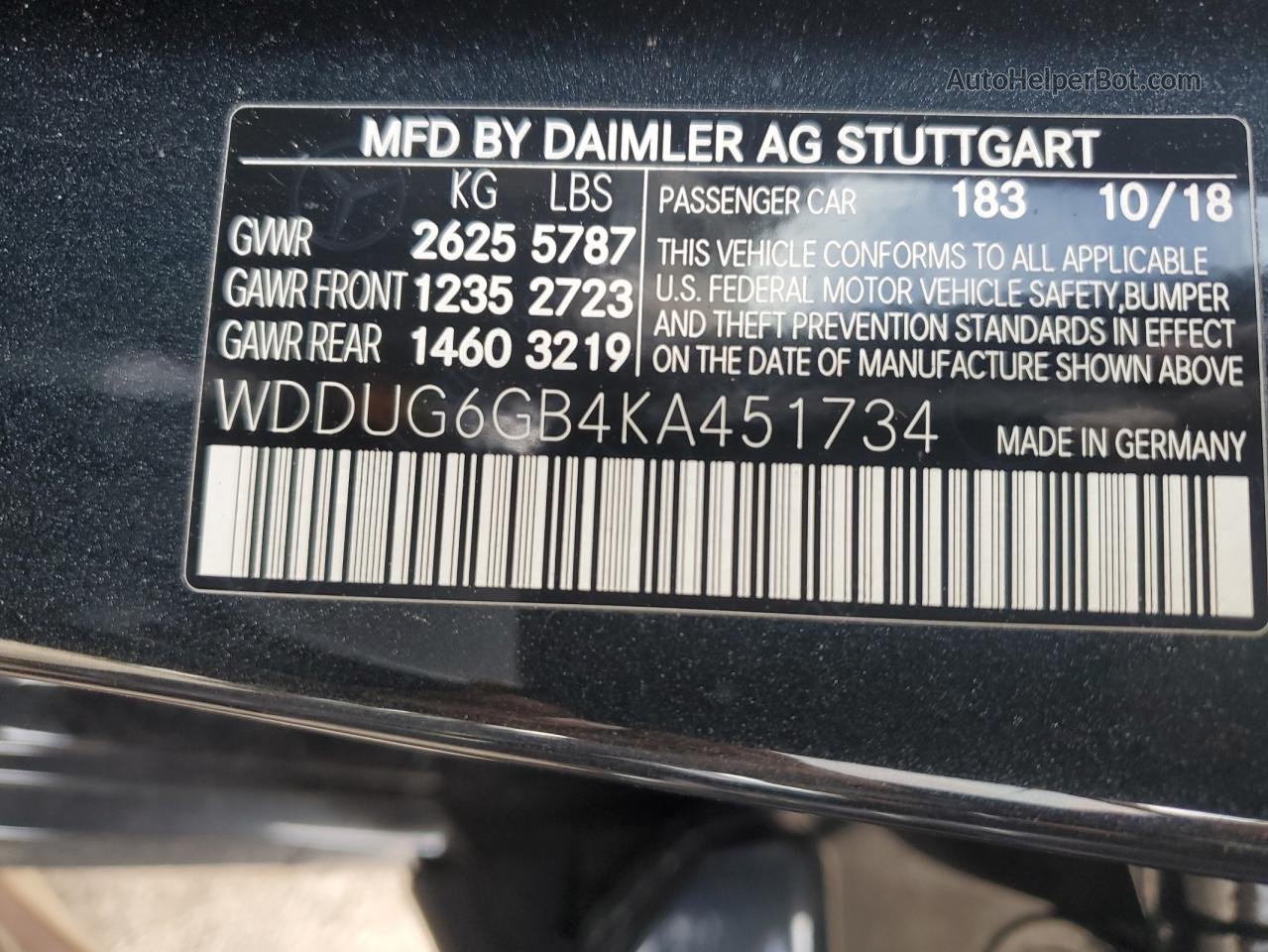 2019 Mercedes-benz S 450 Серый vin: WDDUG6GB4KA451734