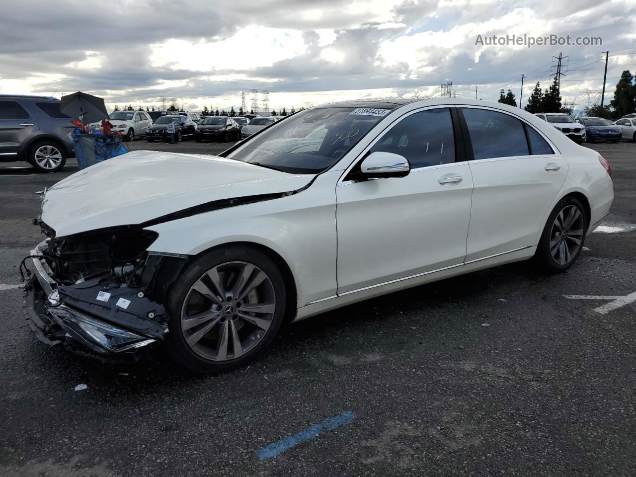 2019 Mercedes-benz S 450 Белый vin: WDDUG6GB9KA478010