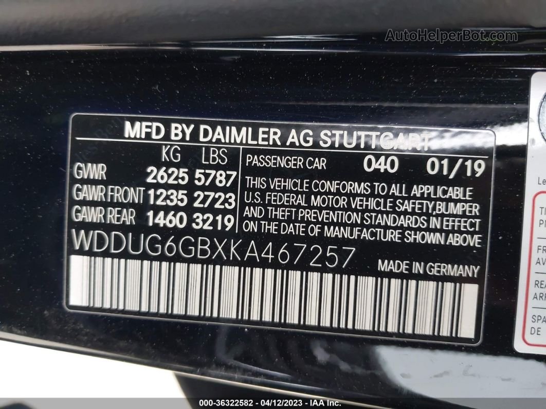 2019 Mercedes-benz S-class S 450 Black vin: WDDUG6GBXKA467257