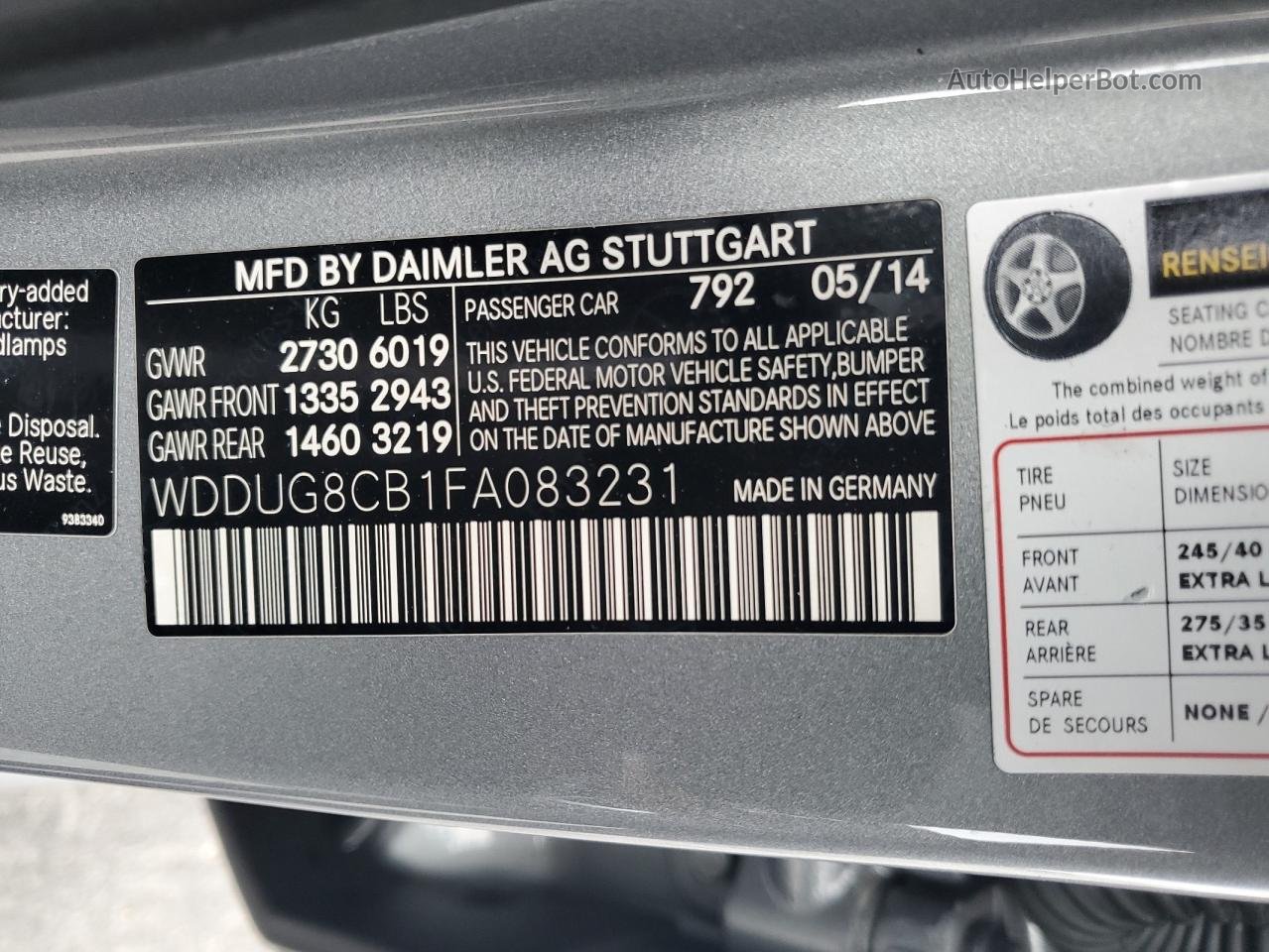 2015 Mercedes-benz S 550 Gray vin: WDDUG8CB1FA083231