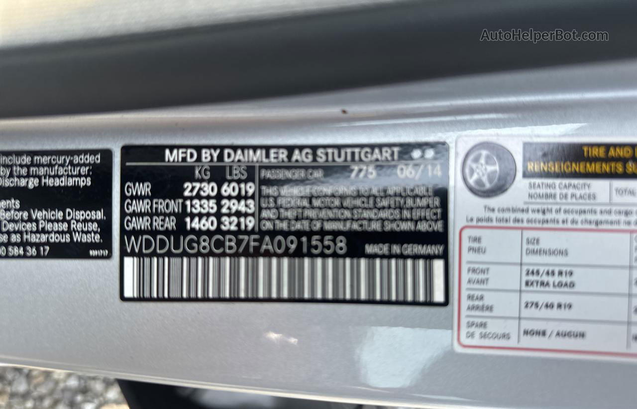 2015 Mercedes-benz S 550 Silver vin: WDDUG8CB7FA091558