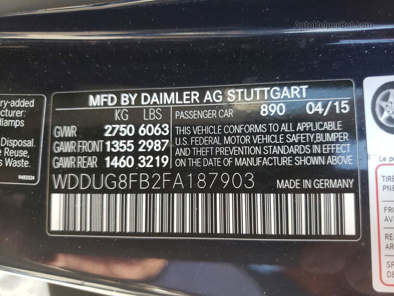 2015 Mercedes-benz S 550 4matic Синий vin: WDDUG8FB2FA187903