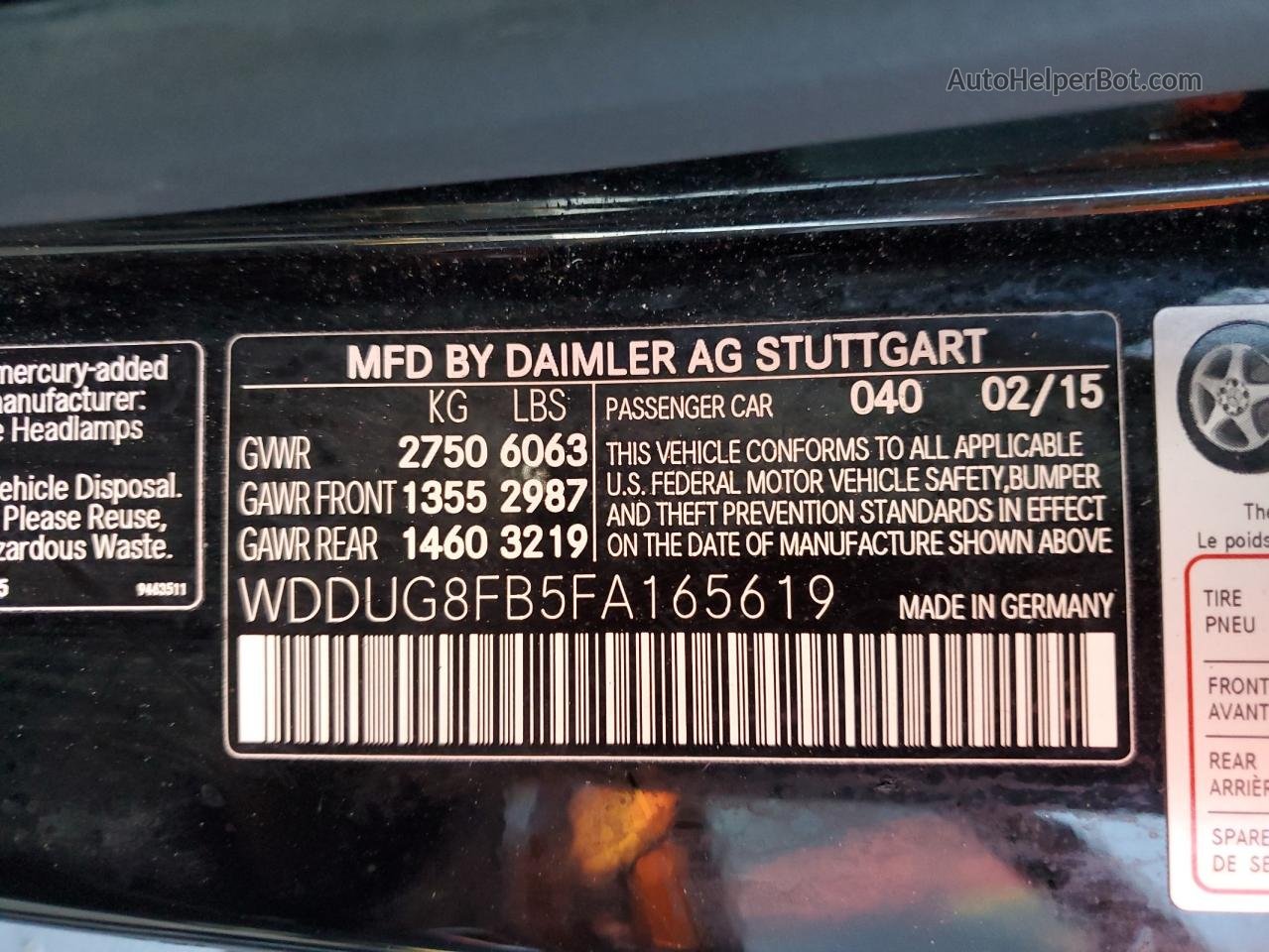2015 Mercedes-benz S 550 4matic Черный vin: WDDUG8FB5FA165619