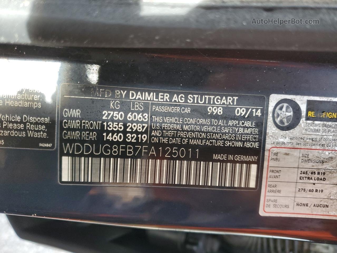 2015 Mercedes-benz S 550 4matic Черный vin: WDDUG8FB7FA125011