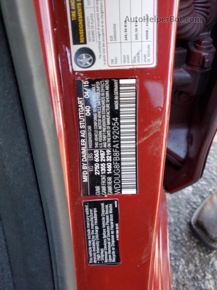2015 Mercedes-benz S 550 4matic Red vin: WDDUG8FB8FA192054