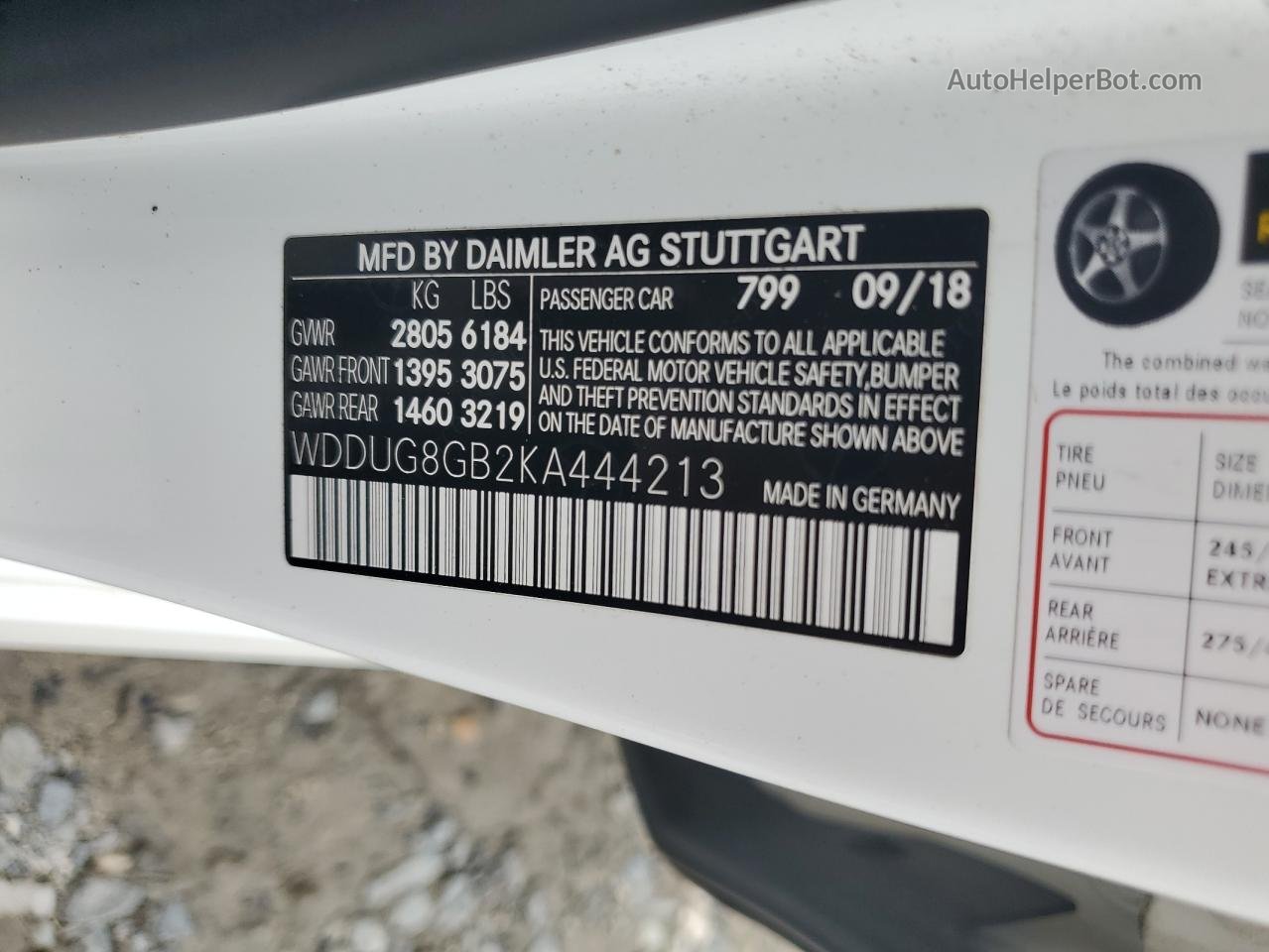 2019 Mercedes-benz S 560 4matic Белый vin: WDDUG8GB2KA444213