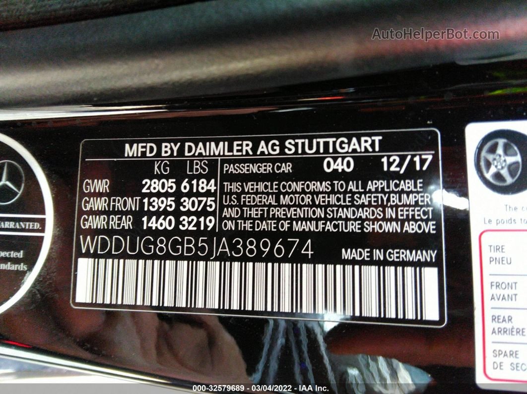 2018 Mercedes-benz S 560 4matic Black vin: WDDUG8GB5JA389674