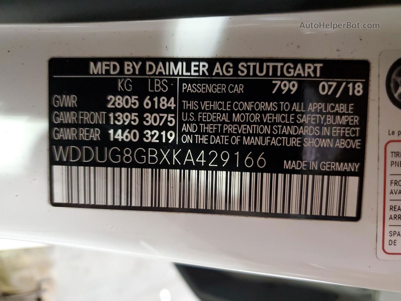 2019 Mercedes-benz S 560 4matic White vin: WDDUG8GBXKA429166