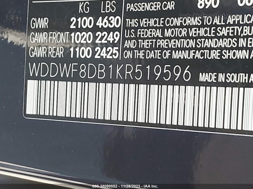 2019 Mercedes-benz C 300 Blue vin: WDDWF8DB1KR519596