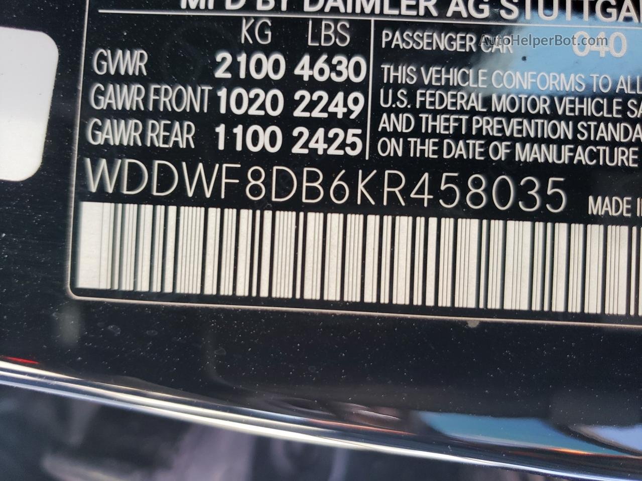 2019 Mercedes-benz C 300 Черный vin: WDDWF8DB6KR458035