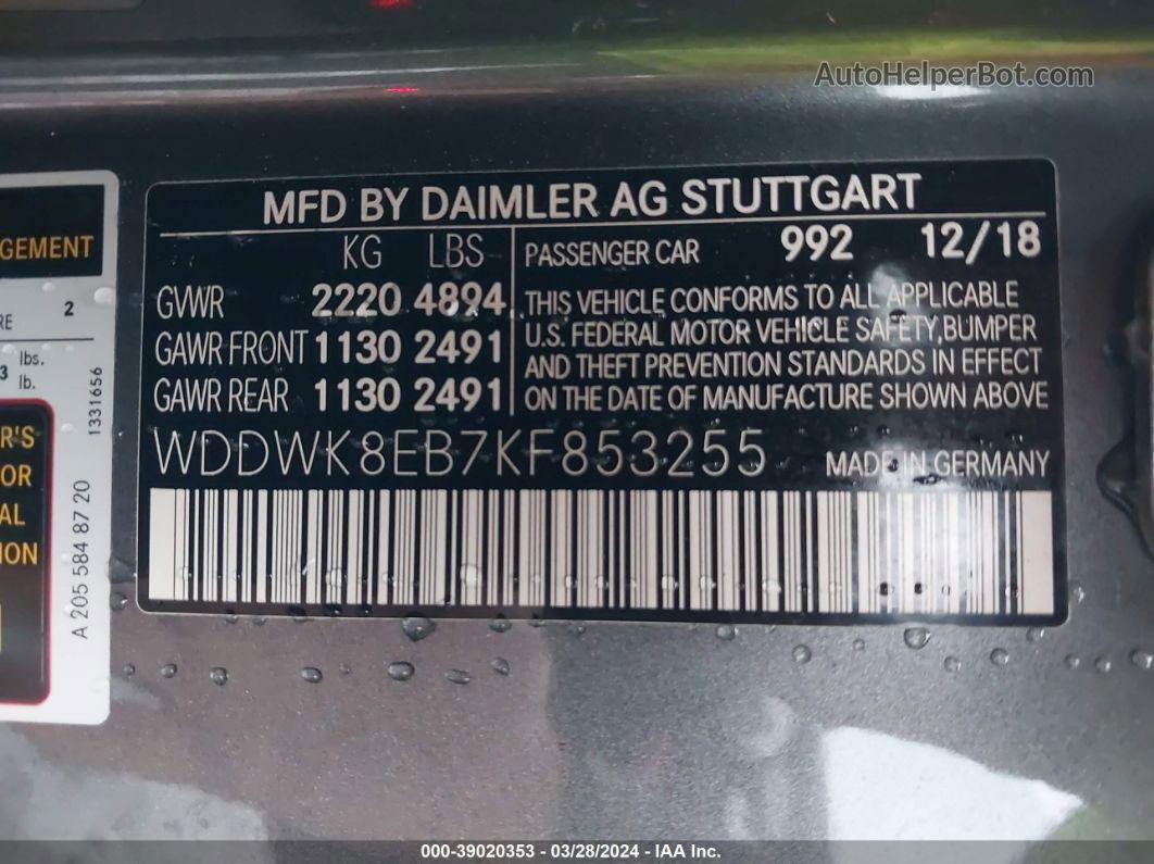 2019 Mercedes-benz C 300 4matic Gray vin: WDDWK8EB7KF853255