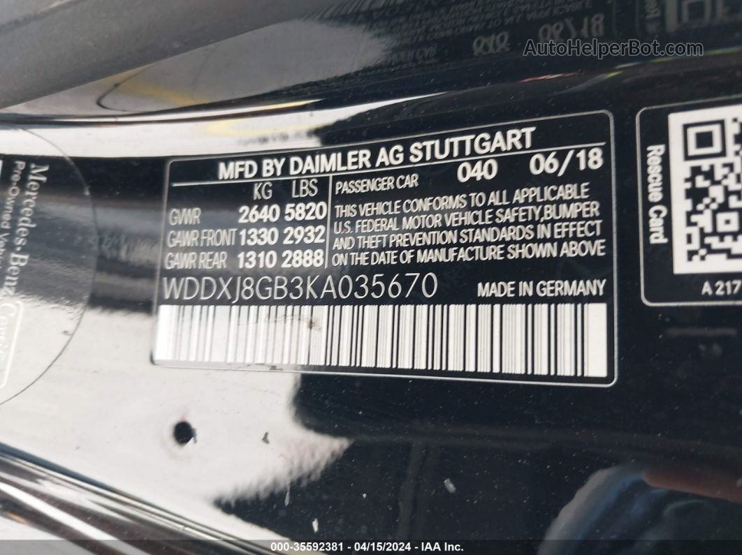 2019 Mercedes-benz S 560 4matic Черный vin: WDDXJ8GB3KA035670