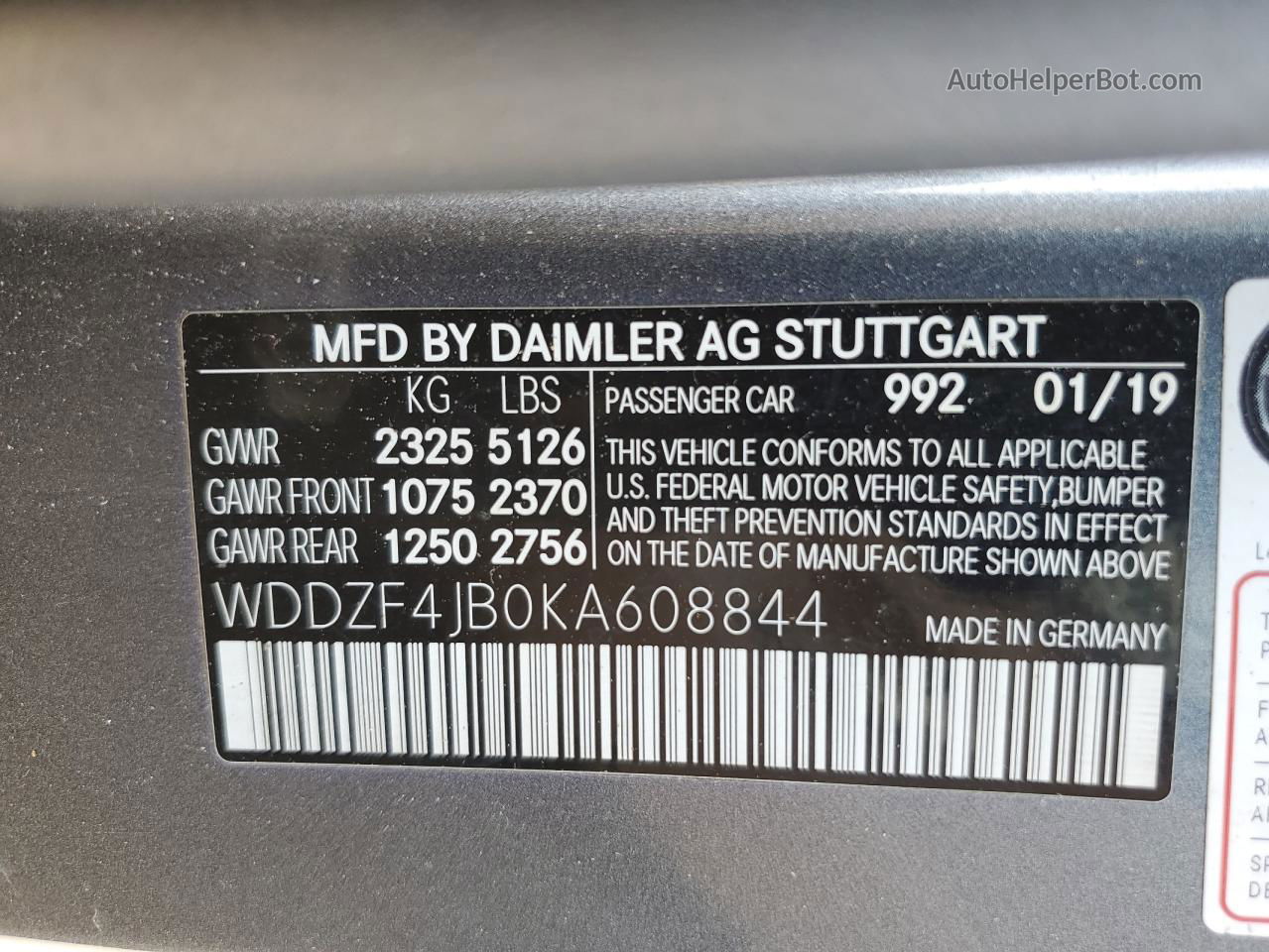 2019 Mercedes-benz E 300 Gray vin: WDDZF4JB0KA608844