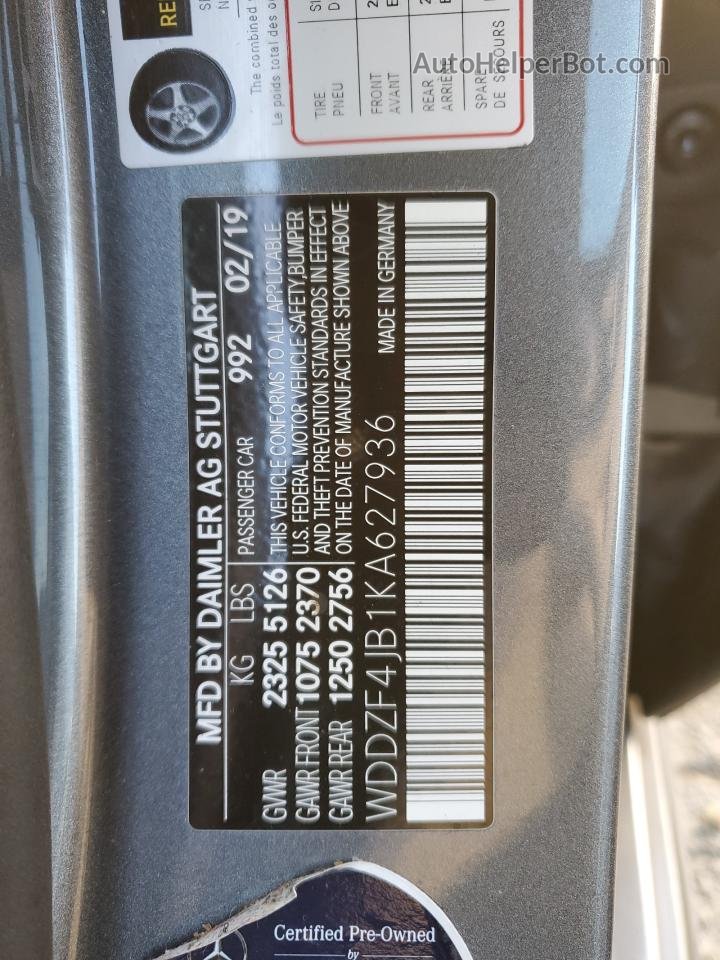2019 Mercedes-benz E 300 Серый vin: WDDZF4JB1KA627936