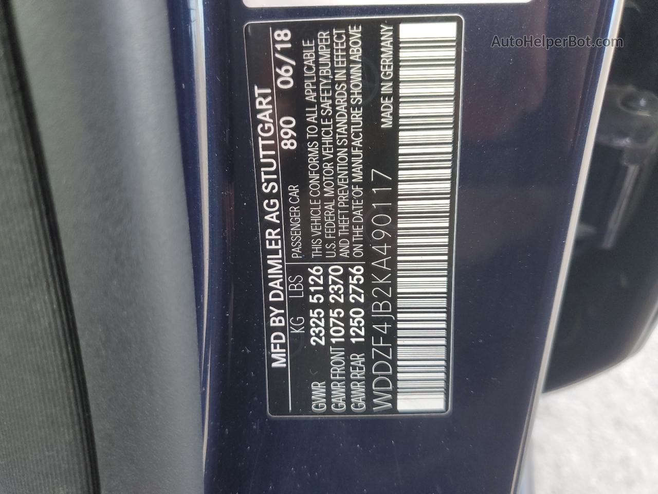 2019 Mercedes-benz E 300 Blue vin: WDDZF4JB2KA490117