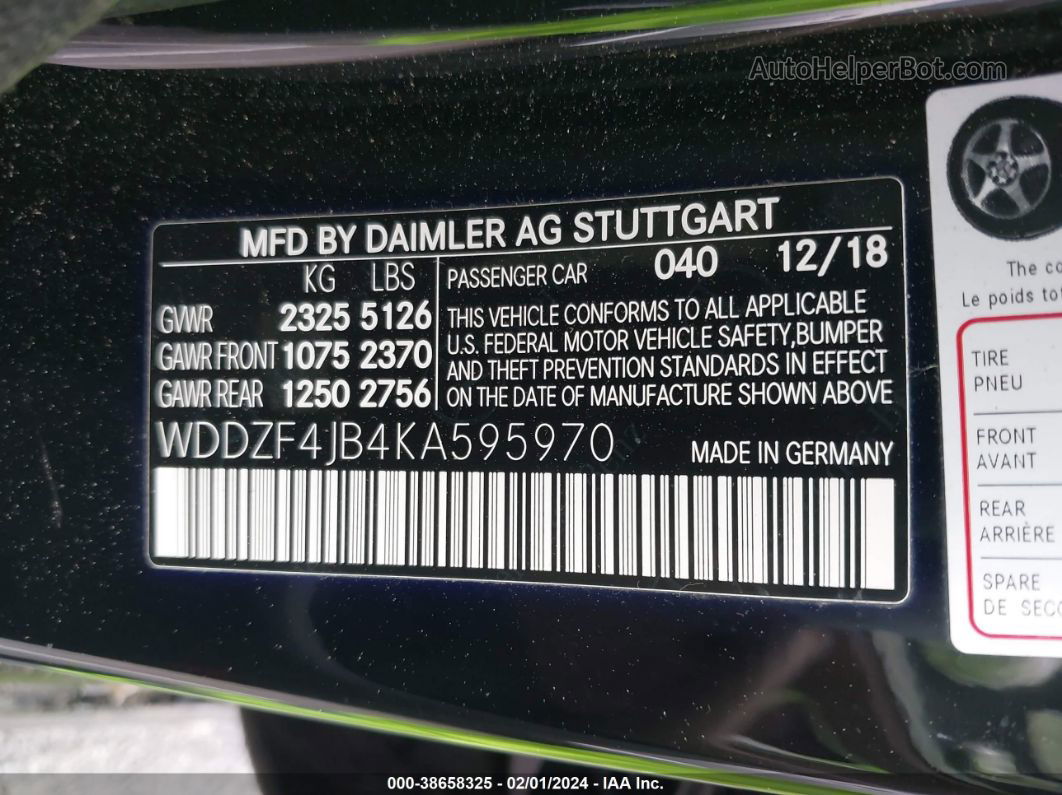 2019 Mercedes-benz E 300   Black vin: WDDZF4JB4KA595970