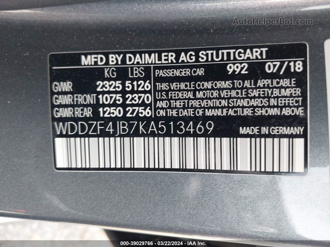 2019 Mercedes-benz E 300   Gray vin: WDDZF4JB7KA513469