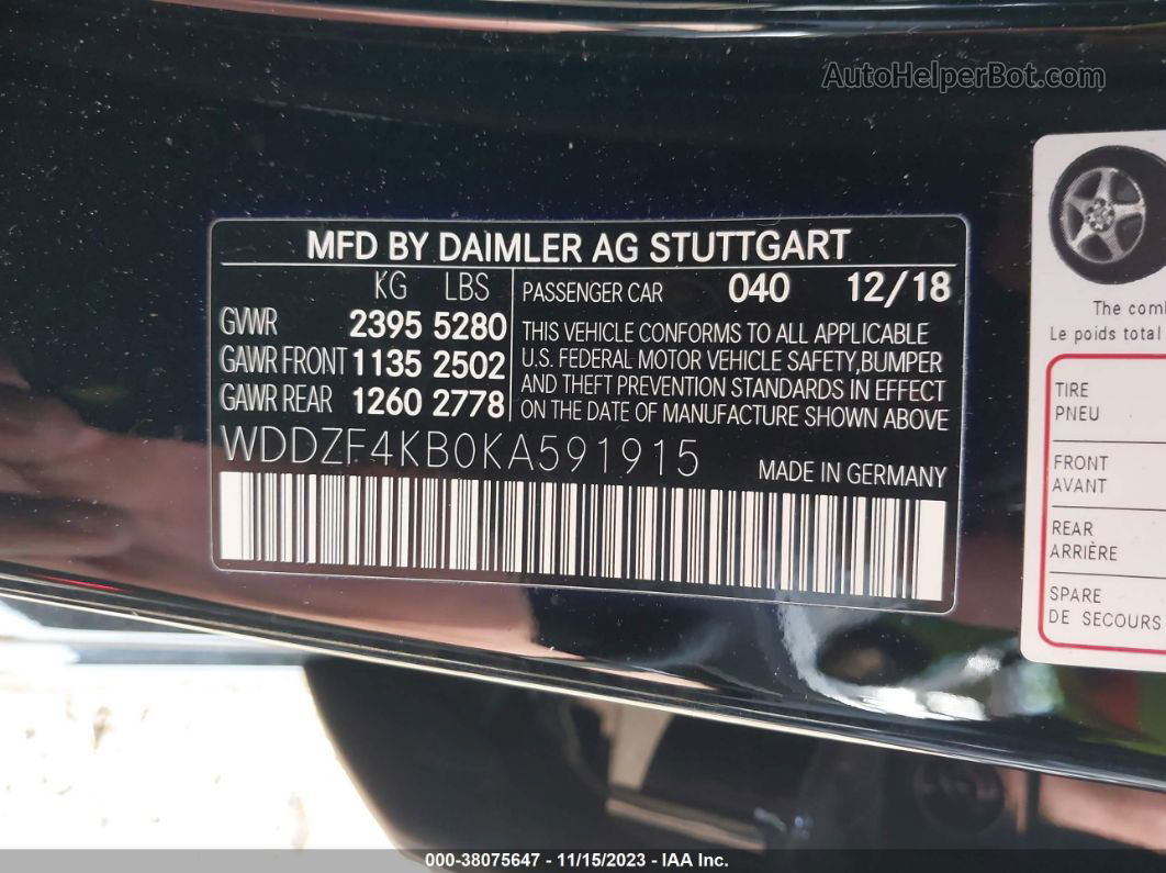 2019 Mercedes-benz E 300 4matic Черный vin: WDDZF4KB0KA591915