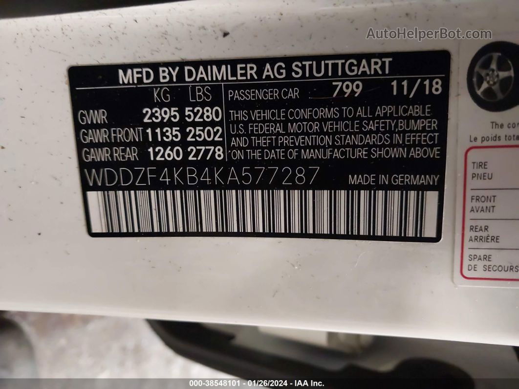 2019 Mercedes-benz E 300 4matic White vin: WDDZF4KB4KA577287