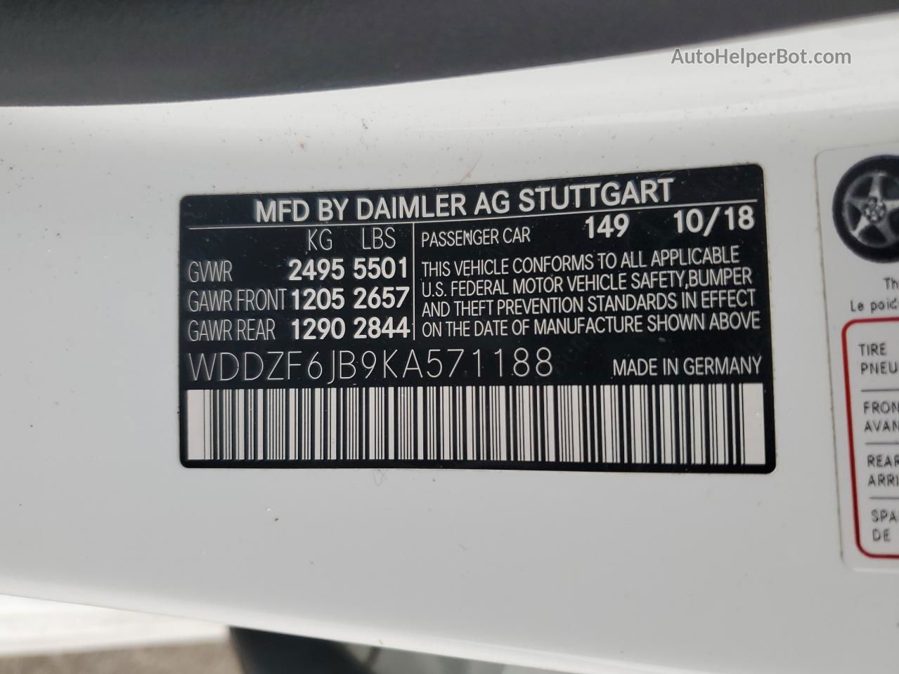 2019 Mercedes-benz E 450 4matic White vin: WDDZF6JB9KA571188