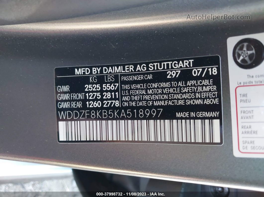 2019 Mercedes-benz Amg E 63 S 4matic Gray vin: WDDZF8KB5KA518997