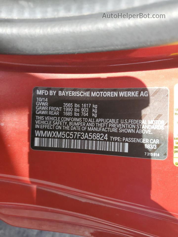 2015 Mini Cooper  Red vin: WMWXM5C57F3A56824